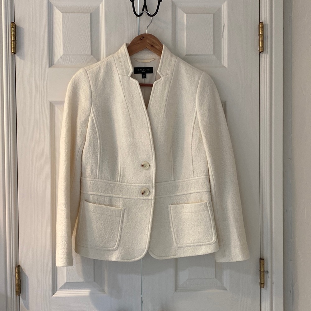 Ivory boiled wool blazer from Talbots